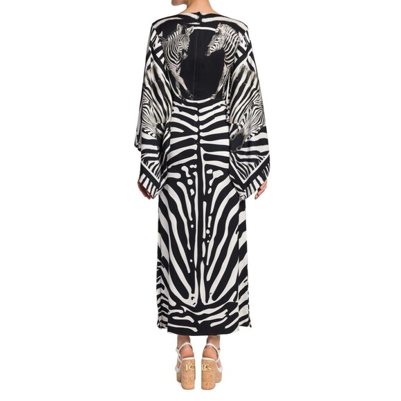 Dolce & Gabbana Womens Zebra Print Maxi Dress Black White Size 38 / US 2 - Italy - Picture 2 of 6